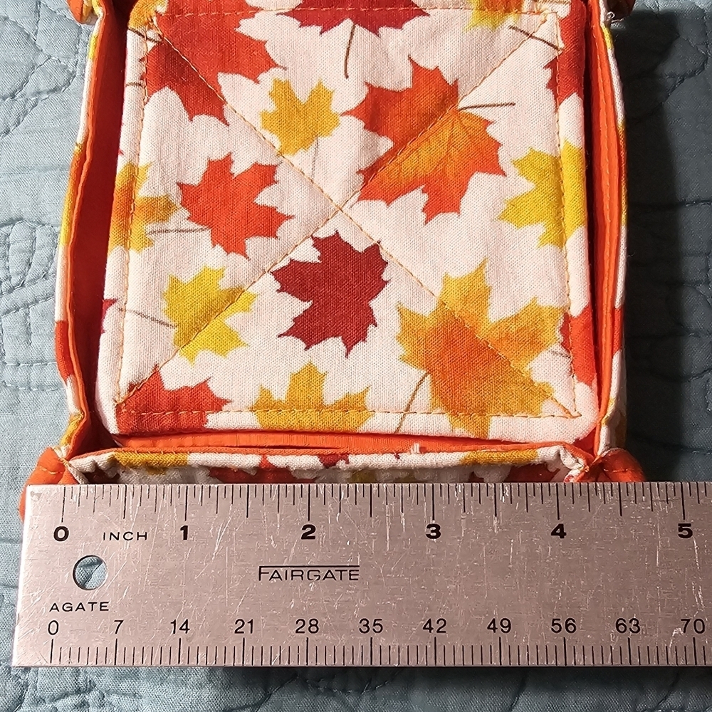 Handmade Cotton Fall Themed Maple Leaves Washable 6 Coasters - Picture 4 of 11